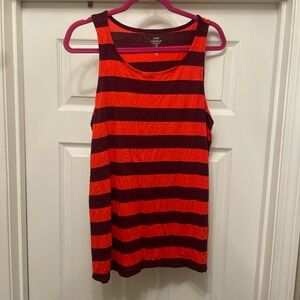 Gap Luxe Women's Bold Striped Tank Top - Orange and maroon
